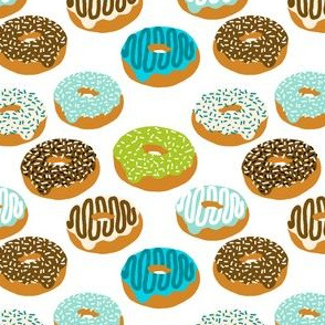 doughnuts boys aqua mint blue food fabric 