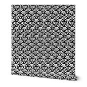 Little rainbow mermaid geometric abstract scallop scale monochrome black and white