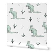 Sweet Kangaroo down under Australian animals  kids design mint gender neutral jumbo