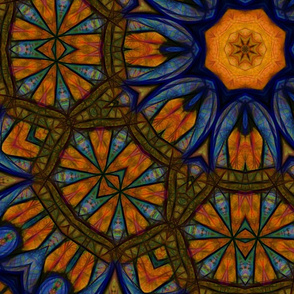 Blue and Yellow Sketchy Kaleidoscope
