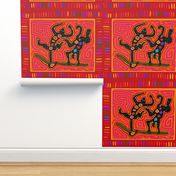 Panama Kuna Indian Jungle Monkey Business - Design 7636181 - Red Blue Yellow