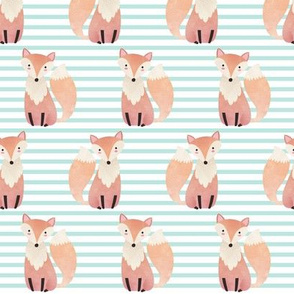 Fox,  Crystal Mint Stripe – Woodland Animals Baby Design, Ginger Lous