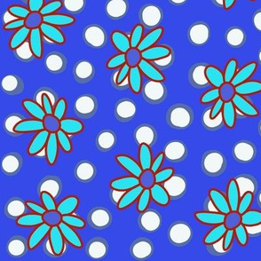 Daisies and Dots: Red White and Blues