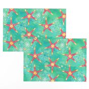 Watercolor Starfish Mandalas ~ Aquamarine Pink