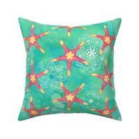 Watercolor Starfish Mandalas ~ Aquamarine Pink