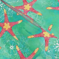 Watercolor Starfish Mandalas ~ Aquamarine Pink