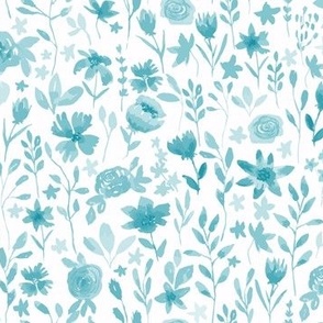 Watercolor Pastel Blue Floral