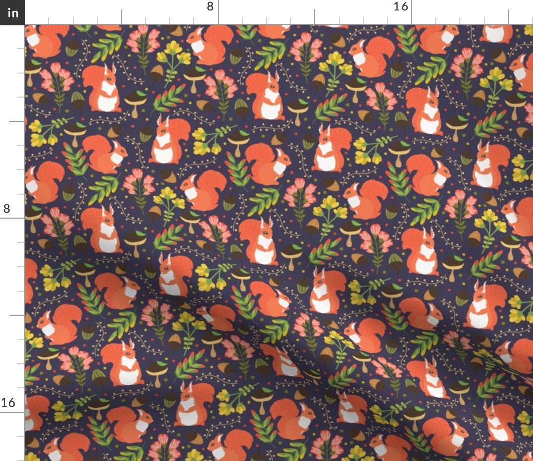 Cute squirrels purple pattern