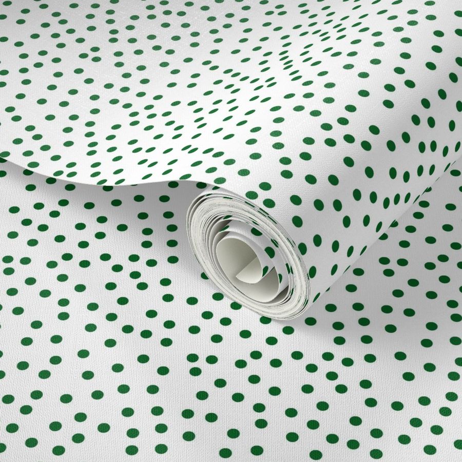 Twinkling Grape Leaf Green Dots on Snowy White - Medium Scale