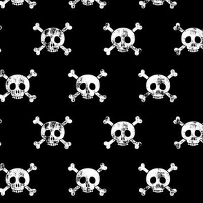 skull and bones (white on black)