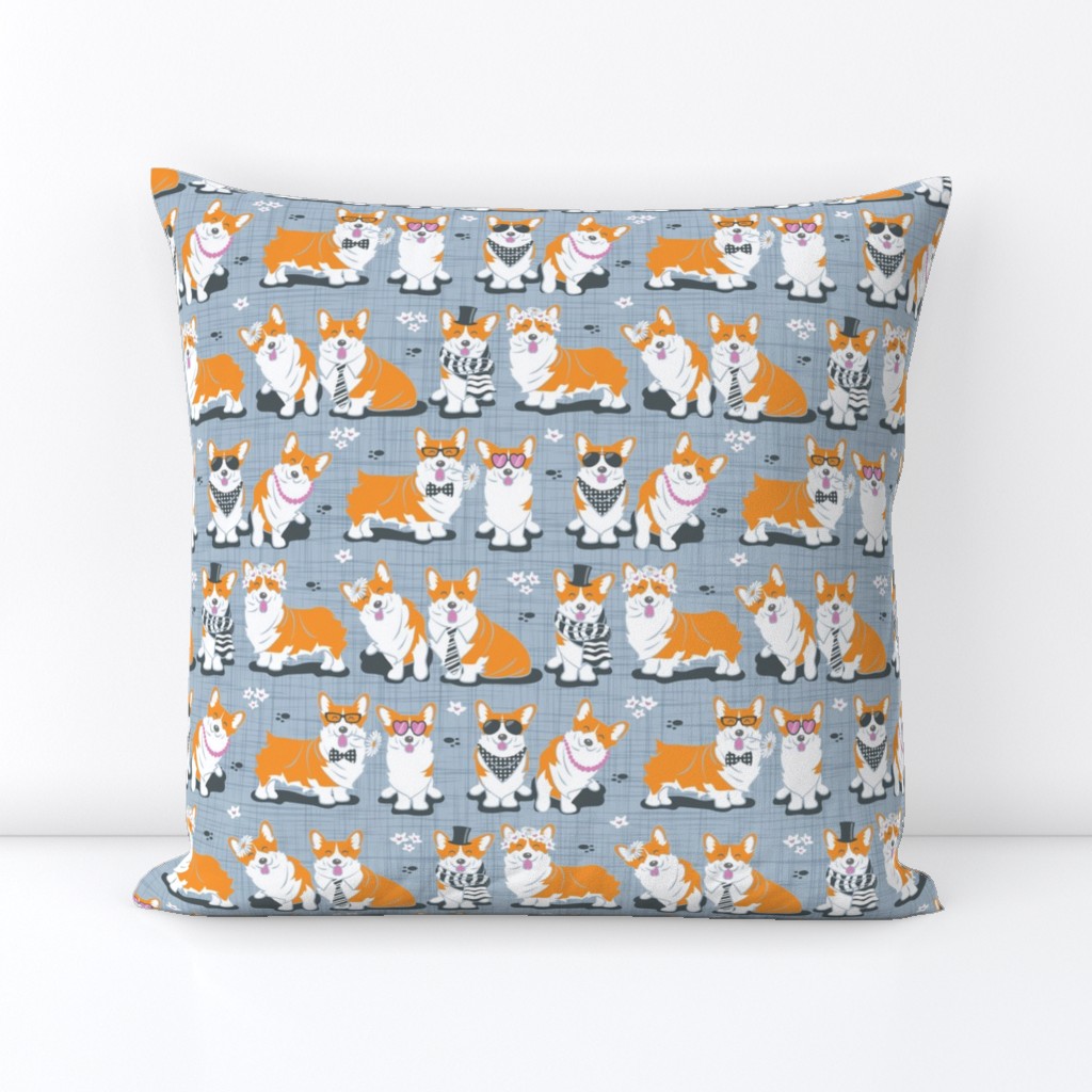 Charming corgis // small scale // grey background orange dogs