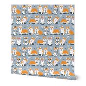 Charming corgis // small scale // grey background orange dogs