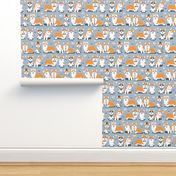 Charming corgis // small scale // grey background orange dogs