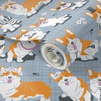 Charming corgis // small scale // grey background orange dogs