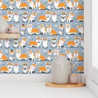 Charming corgis // small scale // grey background orange dogs