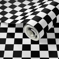 black and white checkerboard 1" squares - checkers chess games