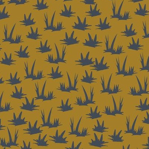 Grass Grid - Denim Mustard