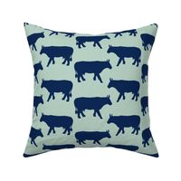 Cow Side Silhouette - Mint, Navy