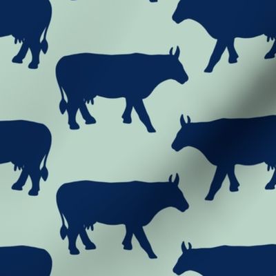Cow Side Silhouette - Mint, Navy