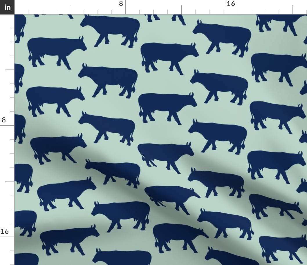 Cow Side Silhouette - Mint, Navy