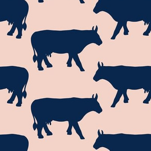 Cow Side Silhouette - Pink, Navy