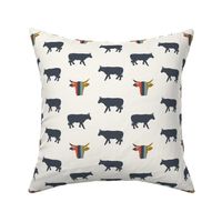 Cow Side and Head - Multi, Denim, H White