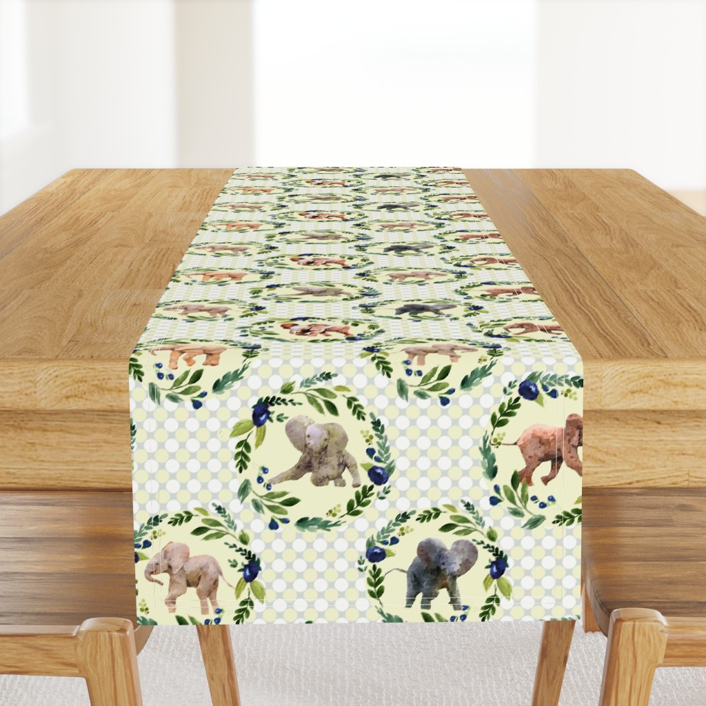 Watercolor Baby Elephants with Floral Wreaths