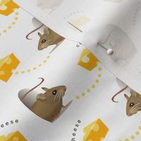Hazel Brown Mice with Cheese, Kitchen Towel, Rodents, Small Mammals