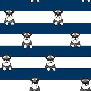 schnauzer stripes navy and white dog breed fabric 
