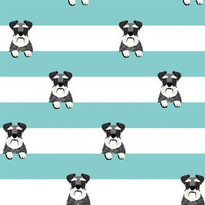 schnauzer stripes blue and white dog breed fabric 