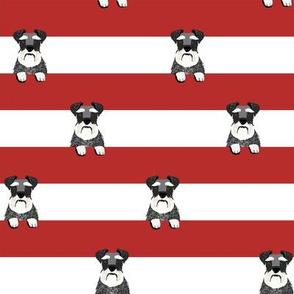 schnauzer stripes red and white dog breed fabric 