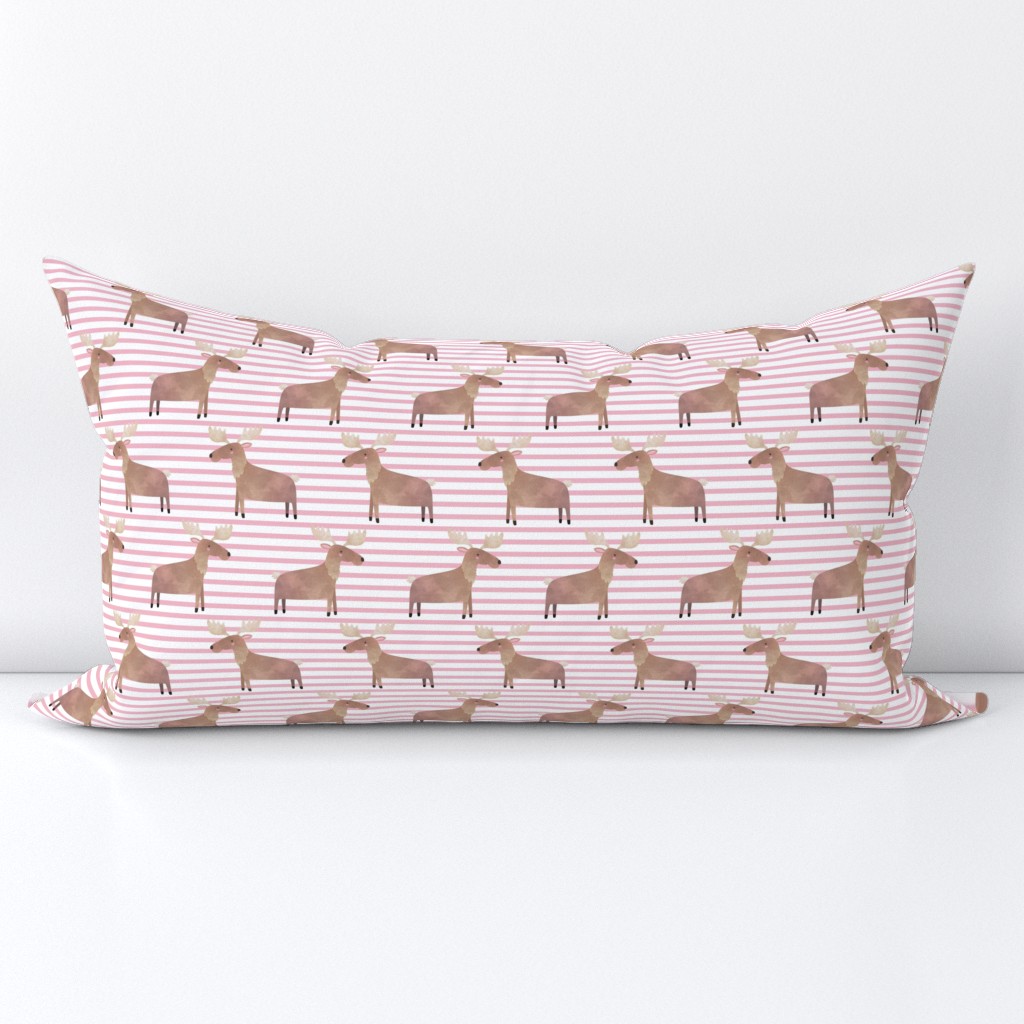 Moose,  Pink Stripe – Woodland Animals Baby Design, Ginger Lous