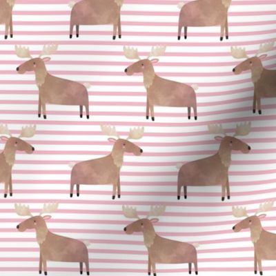 Moose,  Pink Stripe – Woodland Animals Baby Design, Ginger Lous