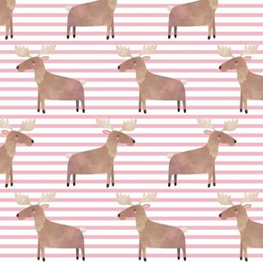 Moose,  Pink Stripe – Woodland Animals Baby Design, Ginger Lous