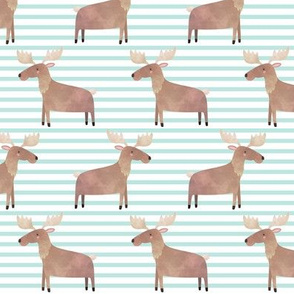 Moose,  Crystal Blue Stripe – Woodland Animals Baby Design, Ginger Lous