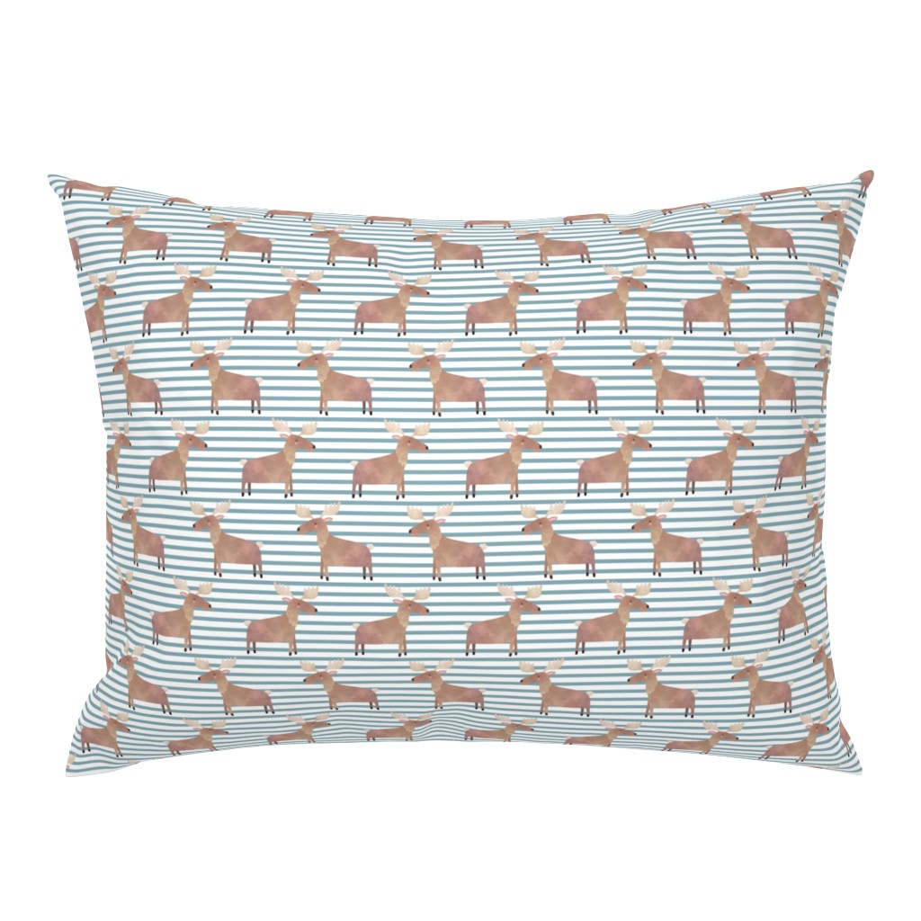 Moose,  Pond Blue Stripe – Woodland Animals Baby Design, Ginger Lous