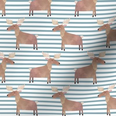 Moose,  Pond Blue Stripe – Woodland Animals Baby Design, Ginger Lous