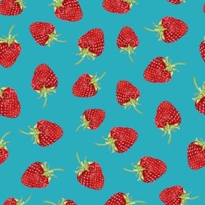 Strawberries on turquoise