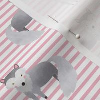 Wolf,  Pink Stripe – Woodland Animals Baby Design, Ginger Lous