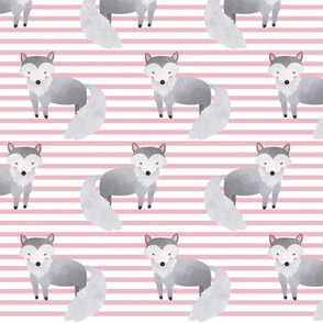 Wolf,  Pink Stripe – Woodland Animals Baby Design, Ginger Lous