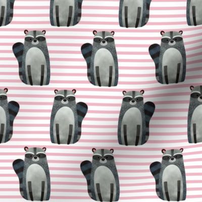 Raccoon,  Pink Stripe – Woodland Animals Baby Design, Ginger Lous