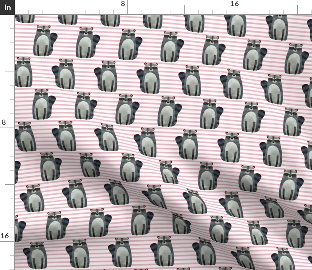 Raccoon,  Pink Stripe – Woodland Animals Baby Design, Ginger Lous