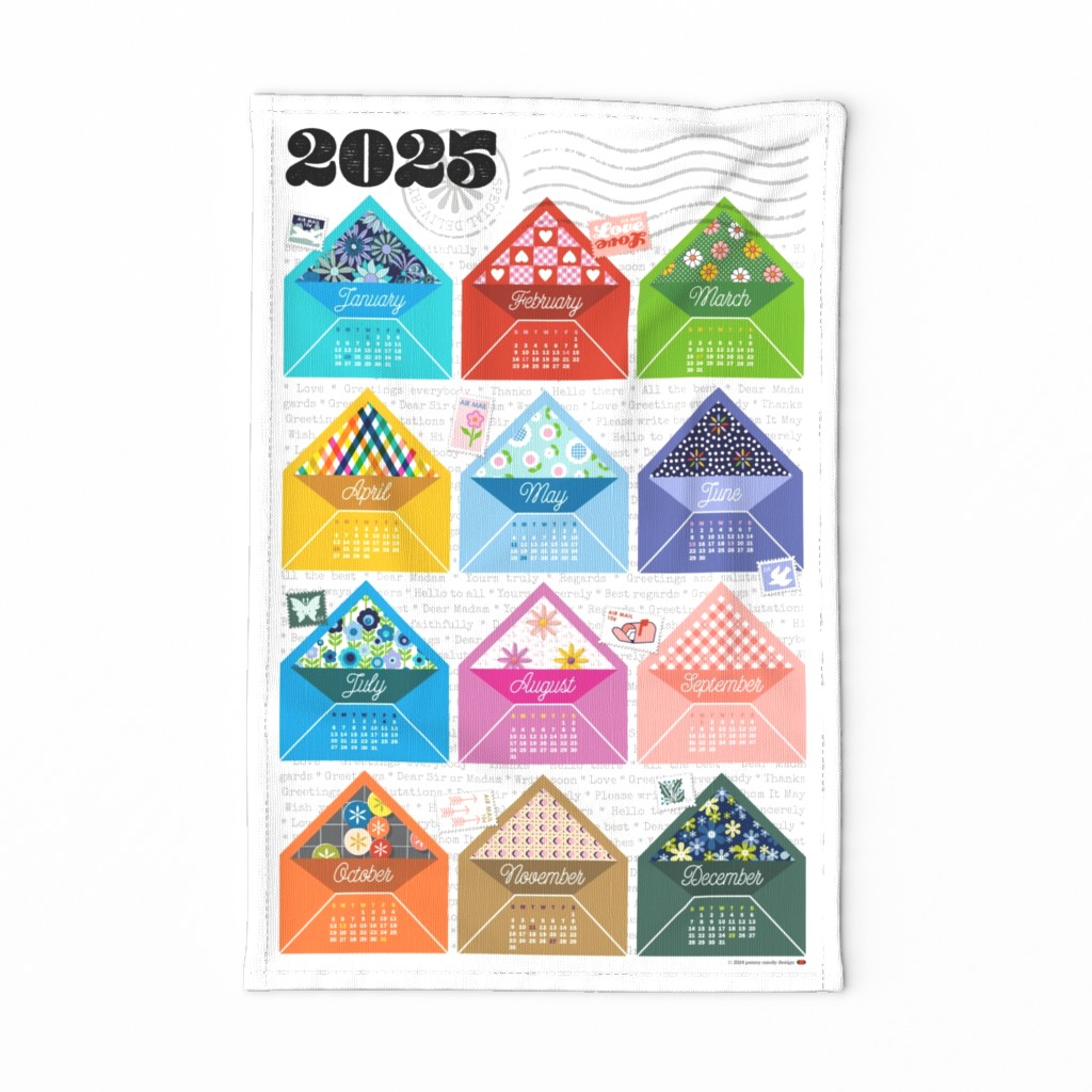 2024 Special Delivery Tea Towel Calendar & Wall Hanging || pretty envelopes