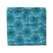 ★ KRAKEN ' ROLL ★ Monochrome Teal Blue - Large Scale / Collection : Kraken ' Roll – Steampunk Octopus Print