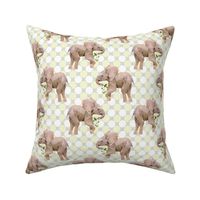 Baby Elephants with Flowers on Polka Dots