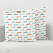 vintage cars - multi (orange, teal, grey)