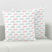 vintage cars - multi (pink, aqua, grey)