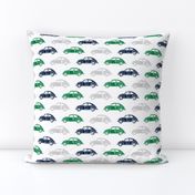 vintage cars - multi (navy, green,grey)