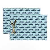 vintage cars - navy on blue