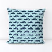 vintage cars - navy on blue